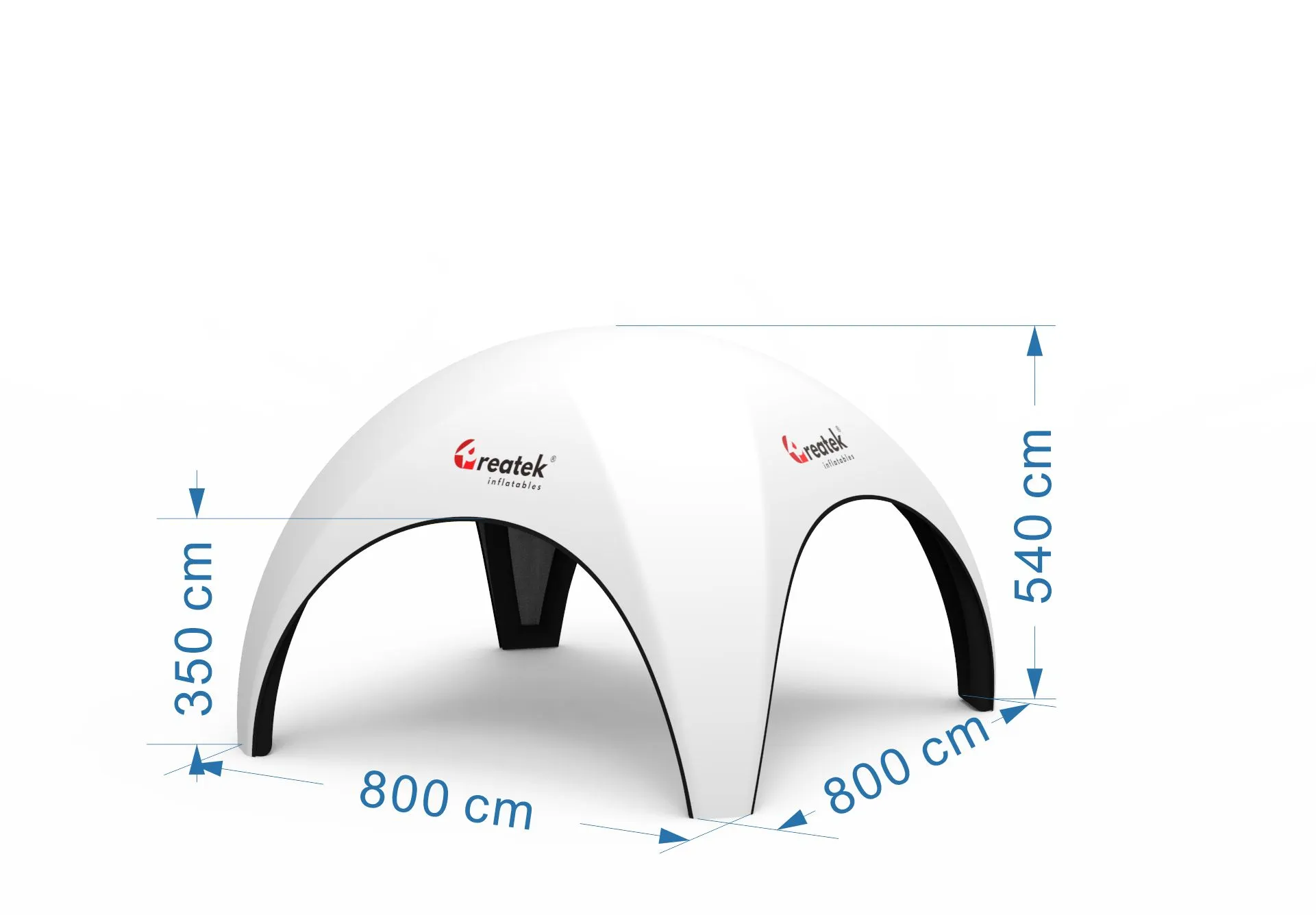 Pneumatický nafukovací X2 reklamný stan 8 × 8 m s prednou strieškou